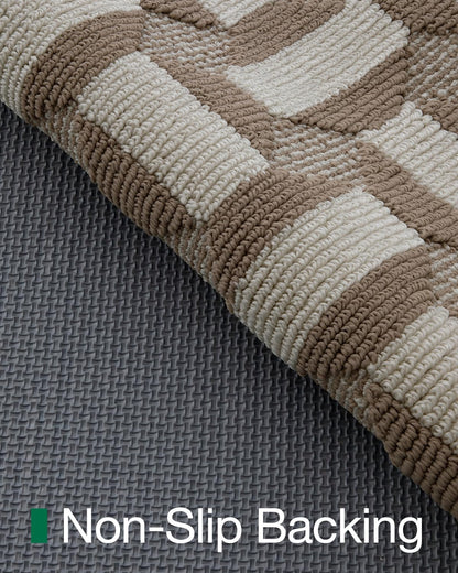 LUMI Washable Indoor Entrance Doormat 32x48, Absorbent Quick-Dry Dirt Trapper Mats for Dogs, Rubber Backing Non-Slip Low Profile Entryway Door Mat for High Traffic, Taupe