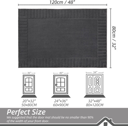 BEQHAUSE Door-Mat Non-Slip Front Doormat Low-Profile Entrance Mats for Front Door Entry Resist Dirt Washable Doormat Absorbent Entryway Door Mat,Dark Grey,32"x48"