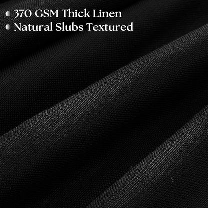 Black Pinch Pleated Linen Curtains 102 Inches Long for Living Room Bedroom Light Filtering Boho Window Drape 102 Inch with Hooks Rings Sliding Glass Door Semi Sheer Curtain 1 Panel 50 Inch Width