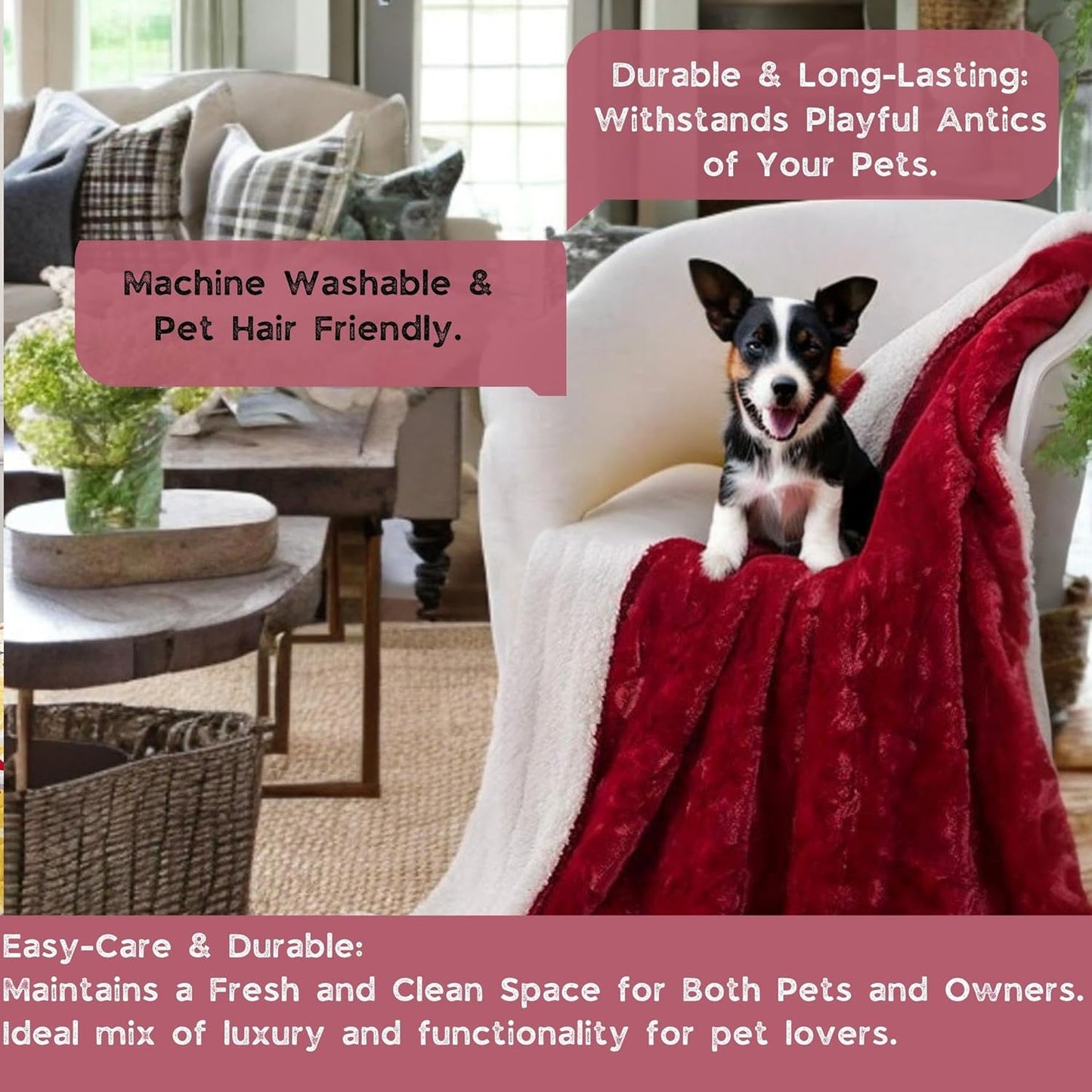 DaDa Bedding Valentine's Romantic Red Faux Fur Throw Blanket - Fluffy Lovely Hearts Plush Sherpa Backside Fleece for Lap or Sofa - Cuddly Gift for Her Embossed Solid Pomegranate Merlot - 50" x 60"