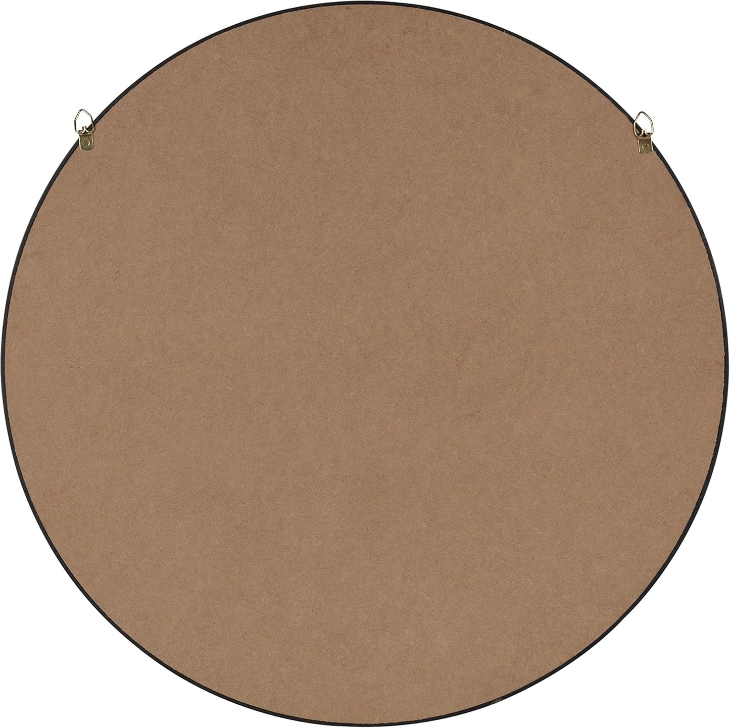 Kate and Laurel Travis Round Wood Wall Mirror, 21.6" Diameter, Black, Modern Wall Décor Accent