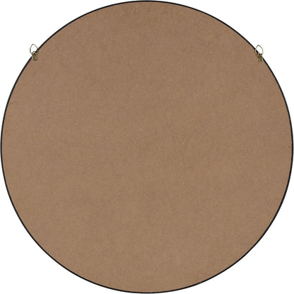 Kate and Laurel Travis Round Wood Wall Mirror, 21.6" Diameter, Black, Modern Wall Décor Accent