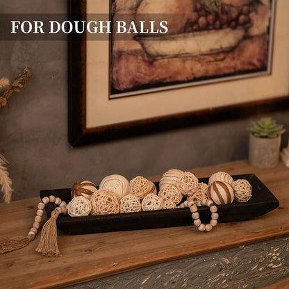 Hanobe Decorative Wood Dough Bowl: Large Long Wooden Bowl for Entry Way Table Home Decor - Coffee Table Decor for Living Room - Dining Table Centerpiece Decor, Black