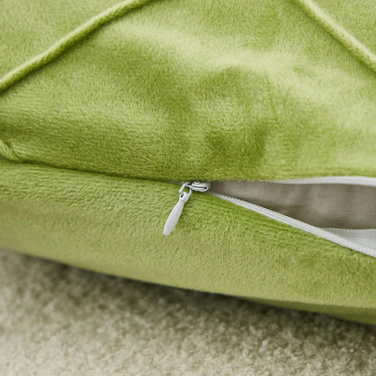 JAUXIO Diamond Pinch Pleated Crystal Velvet Pillowcases 2 Pack Solid Pintuck Throw Cushion Cover for Home Decor Hidden Zipper Closure (Apple Green, Standard)