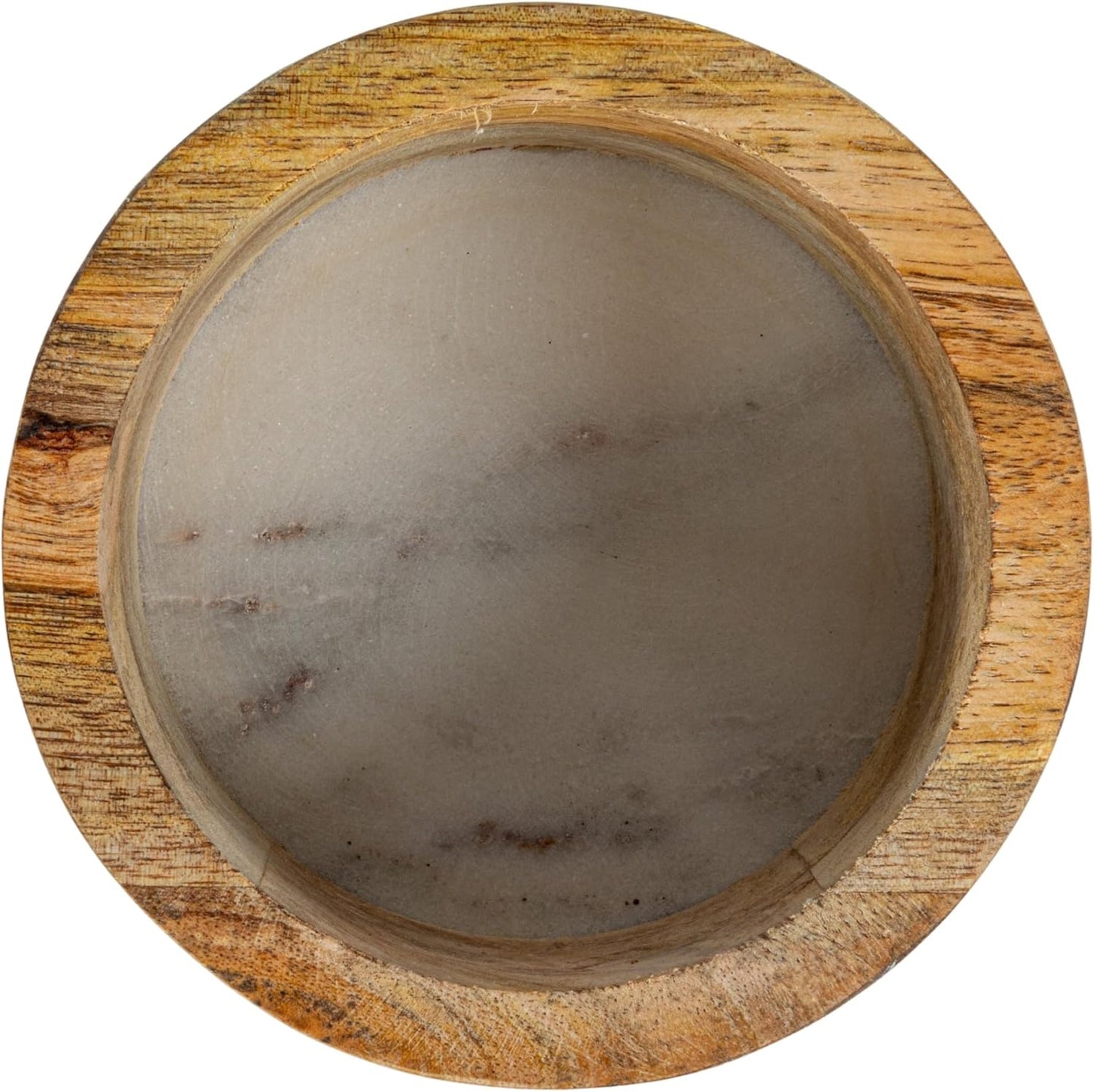 Creative Co-Op Mango Wood and Marble Bottle Holder