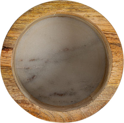 Creative Co-Op Mango Wood and Marble Bottle Holder (Pack of 8)