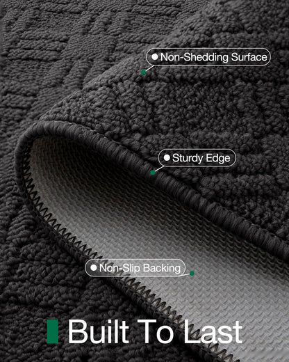 LUMI Indoor Door Mat, Absorbent Non-Slip Thin Doormat, Washable Door Mats, Woven Pattern Inside Floor Mat, Ideal for Entryway, Front Door, Home Decor, 36"x60", Woven Grey