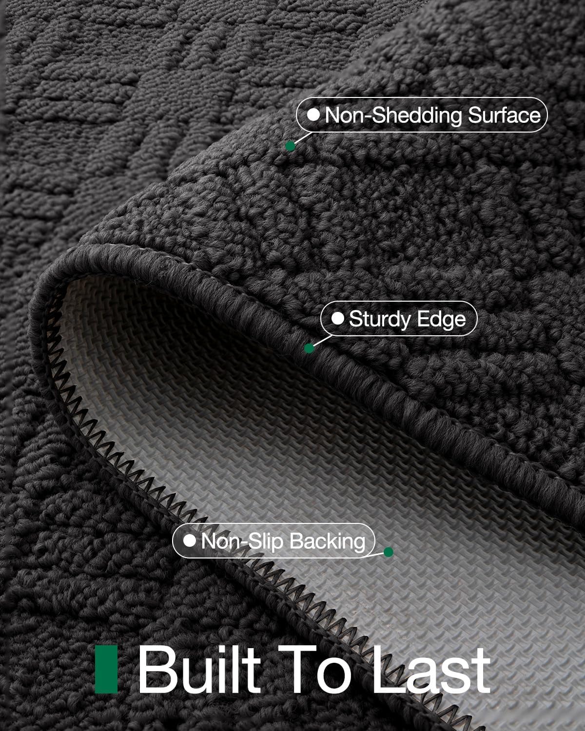 LUMI Indoor Door Mat, Absorbent Non-Slip Thin Doormat, Washable Door Mats, Woven Pattern Inside Floor Mat, Ideal for Entryway, Front Door, Home Decor, 17"x30", Woven Grey