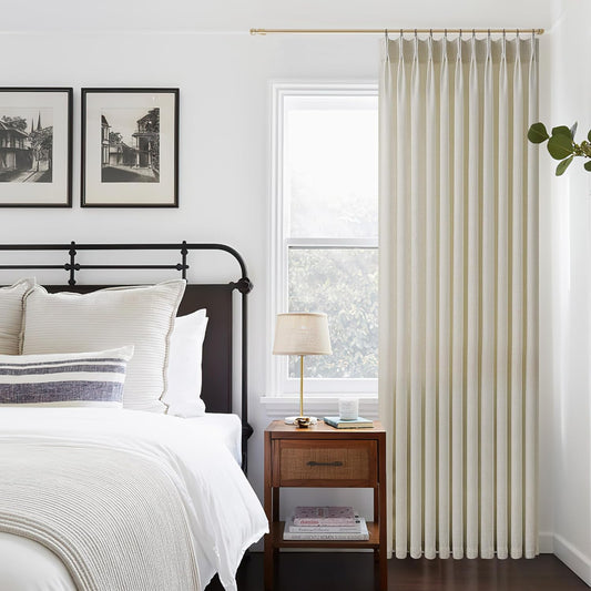 Extra Wide Pinch Pleated Linen Curtains 102 Inches Long 70 Inch Width Linen Flax Light Filtering Window Curtains 102 Inch for Living Room Bedroom Patio Pinch Pleat Drapes Hooks Rings 1 Panel 70x102