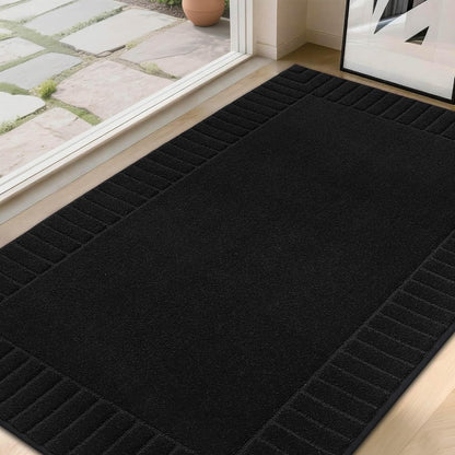 BEQHAUSE Door-Mat Non-Slip Front Doormat Low-Profile Entrance Mats for Front Door Entry Resist Dirt Washable Doormat Absorbent Entryway Door Mat,Black,36"x60"