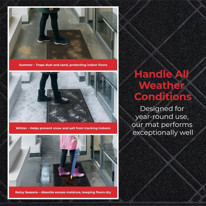 SlipToGrip Universal Entryway Door Mat - 42 x 35 Inch Plaid Floor Mat for Indoor and Outdoor Use - No-Slip, Washable, Patio, or Garage