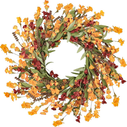 Artgar Fall Wreath, Fall Wreaths for Front Door, 24 in Fall Decor Floral Wreath, Door Wreaths for Front Door Outside All Season for Thanksgiving Home Indoor Outdoor Wall Decor (Red Orange Yellow)