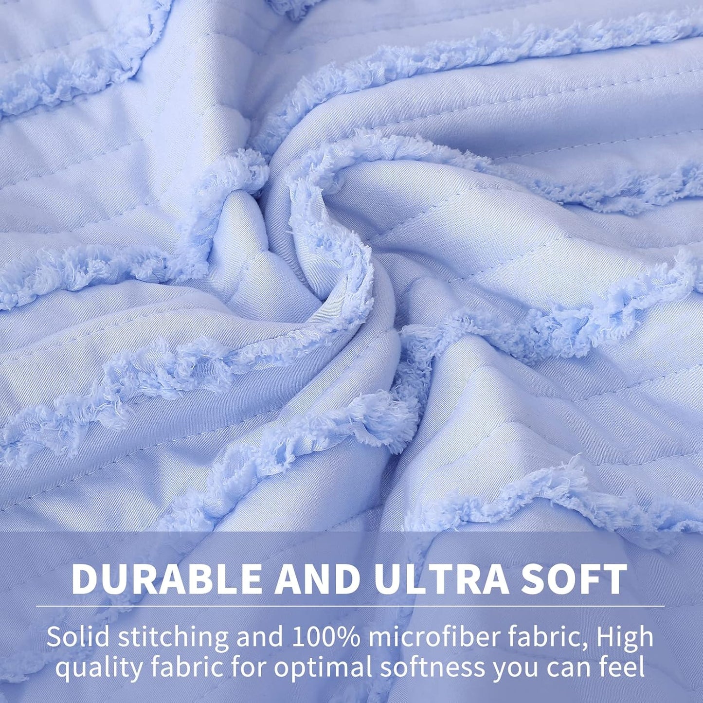 BOSOWOS King Size Pillow Shams Set of 2, Ultra Soft Breathable 20 x 36 Inches Pillow Case Envelope Closure, Microfiber Farmhouse Bed Pillowcases for Easy Care, Light Cornflower Blue