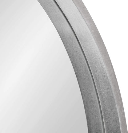 Kate and Laurel Travis Round Wood Wall Mirror, 31.5" Diameter, Silver, Chic Glam Wall Décor Accent