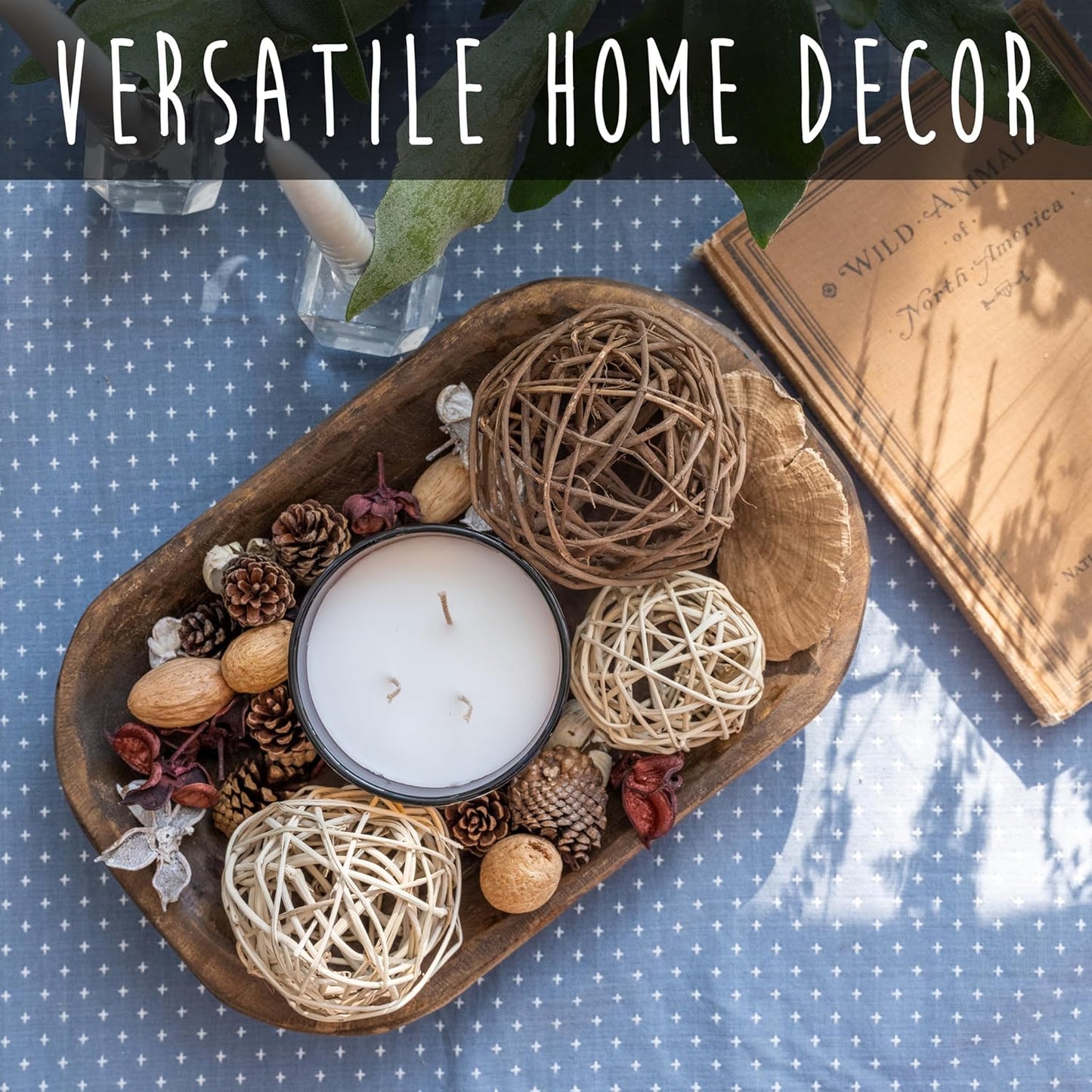 MAINEVENT Decorative Bowl Home Decor Approx 10x14 Inch, Wooden Dough, Wooden Wood Dining Room Table Centerpiece Decor Wood Bowl Key Decorative Centerpiece Baguette Bowl Made in USA