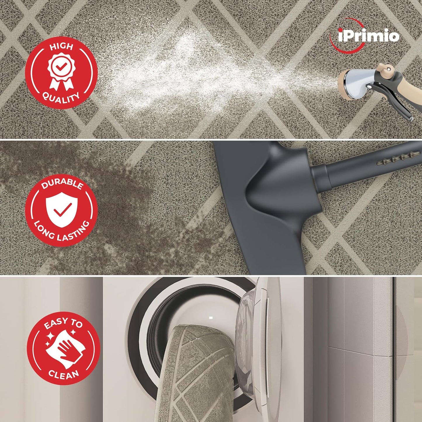 SlipToGrip Durable Door Mat - Taupe Plaid Design Entryway - 42x35 inches, No-Slip and Washable - Indoor and Outdoor Use, Weatherproof - Ideal for Garage, Patio, and Front Entryway