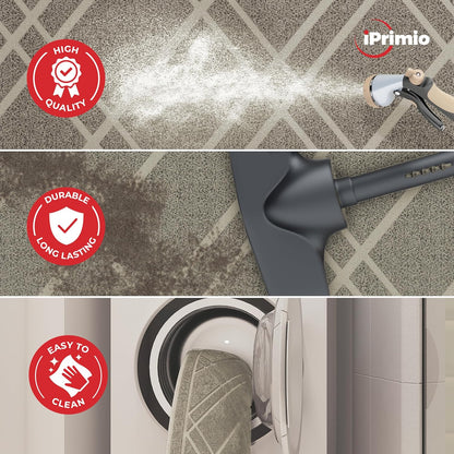 SlipToGrip Durable Door Mat - Taupe Plaid Design Entryway - 42x35 inches, No-Slip and Washable - Indoor and Outdoor Use, Weatherproof - Ideal for Garage, Patio, and Front Entryway