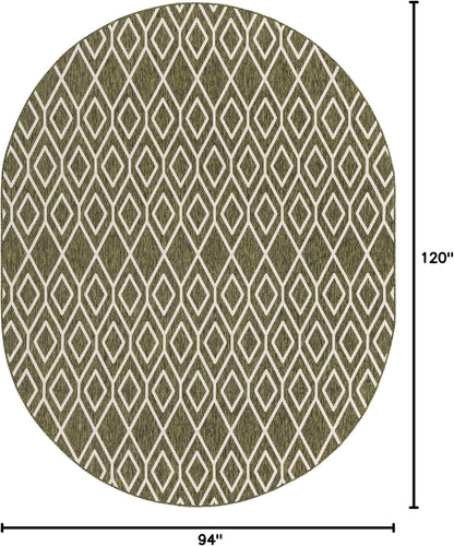 Jill Zarin Outdoor Collection Area Rug - Turks and Caicos (7' 10" x 10' Oval Green/Ivory)