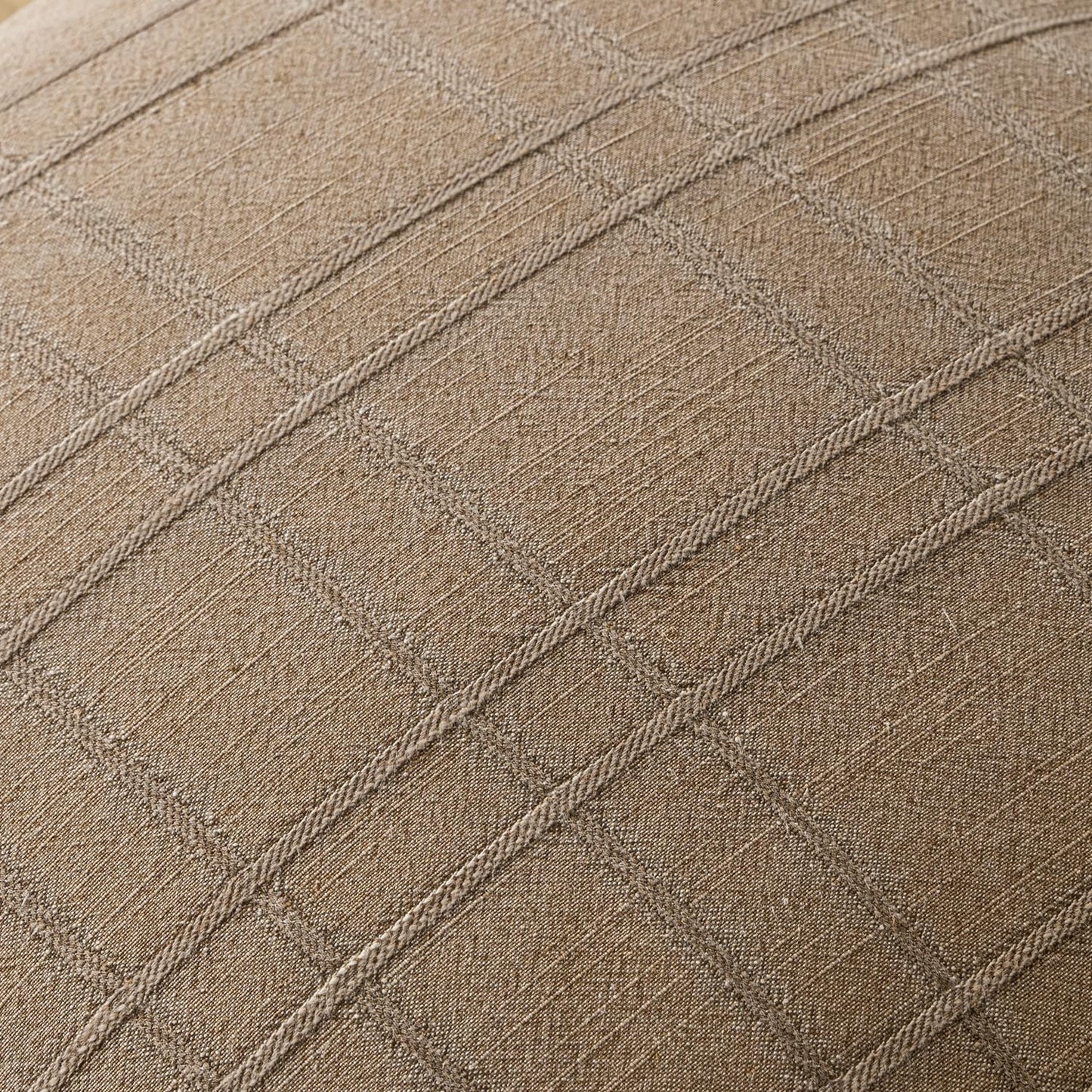 MIULEE Decorative Linen Check Throw Pillow Covers Neutral Farmhouse Vintage Pillow Covers 16x16 Set of 2 Boho Modern Winter Home Decor for Sofa Couch Bedroom Cushion Light Brown