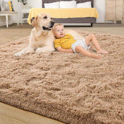 Tepook Area Rugs 7x10 for Living Room, Super Soft Fluffy Rugs for Bedroom, Modern Shaggy Rug Fuzzy Carpets for Kids, Plush Indoor Nursery Home Decor Rug with Non-Slip Bottom, Beige