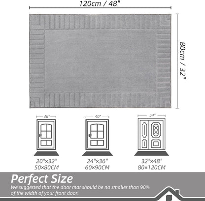 BEQHAUSE Door-Mat Non-Slip Front Doormat Low-Profile Entrance Mats for Front Door Entry Resist Dirt Washable Doormat Absorbent Entryway Door Mat,Light Grey,32"x48"