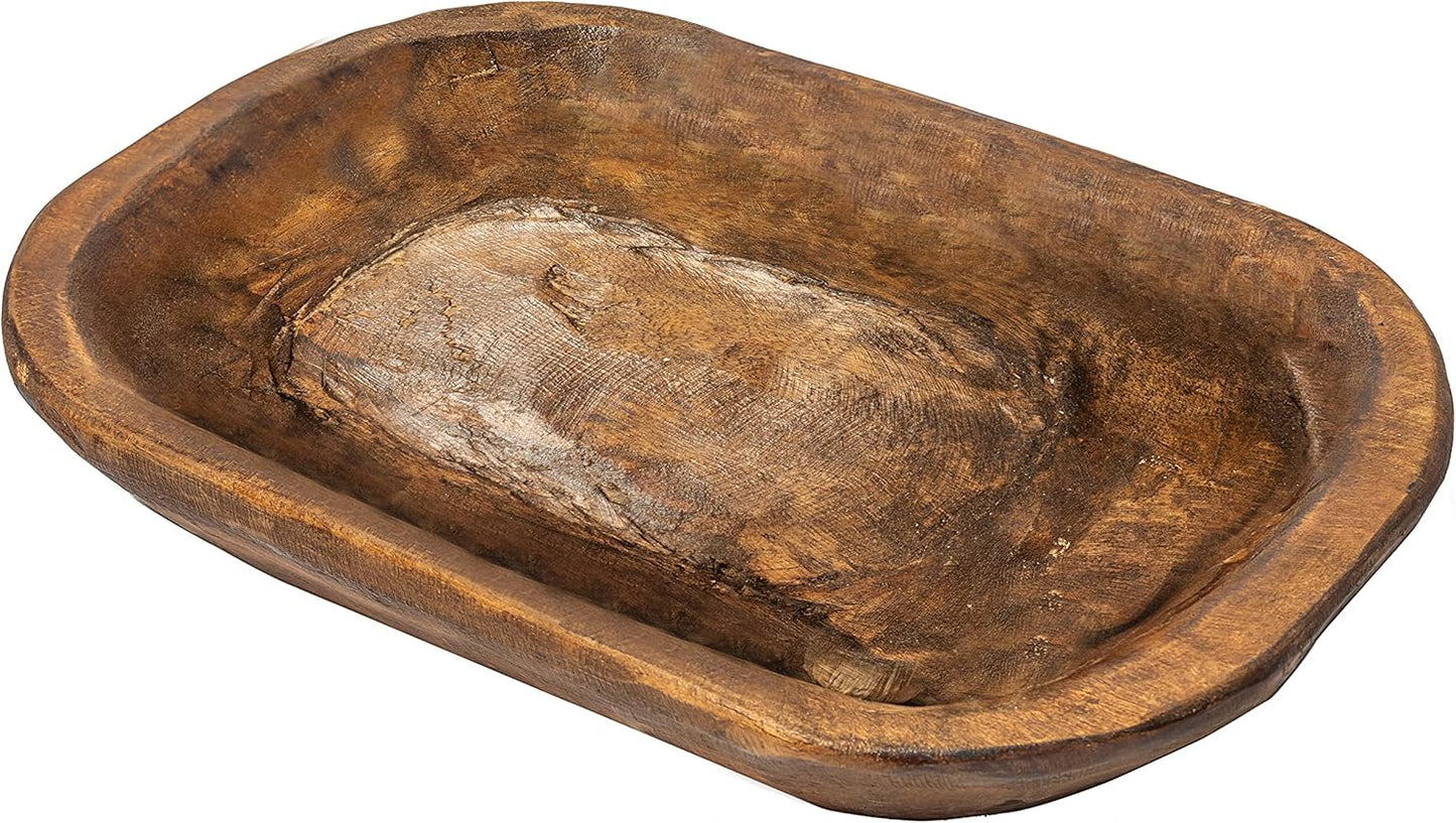 MAINEVENT Decorative Bowl Home Decor Approx 10x14 Inch, Wooden Dough, Wooden Wood Dining Room Table Centerpiece Decor Wood Bowl Key Decorative Centerpiece Baguette Bowl Made in USA