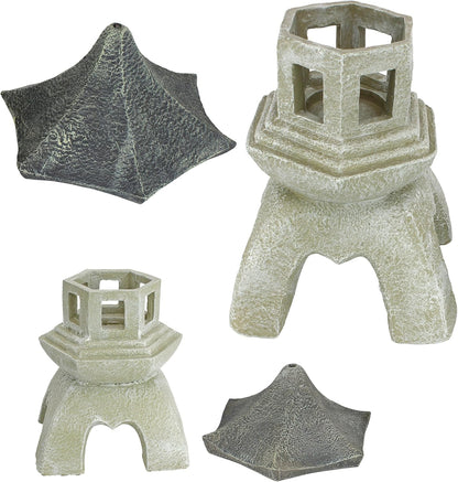 Design toscano ng999870 asian decor pagoda lantern outdoor statue, medium & large, two tone stone finish