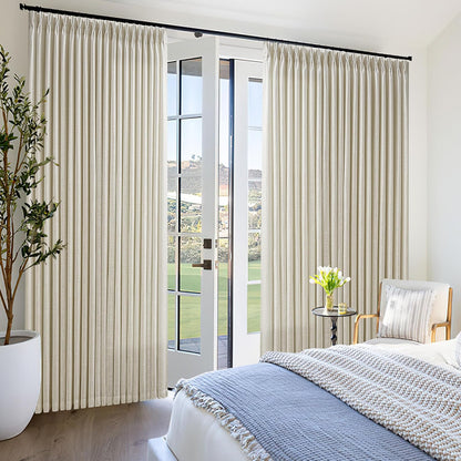 100 Inch Wide Pinch Pleated Extra Wide Curtain Panels 90 Inches Long for Patio Sliding Glass Door Hooks Rings Semi Sheer Beige Linen Privacy 90 Inch Length for Living Room 100x90 1 Panel Oatmeal