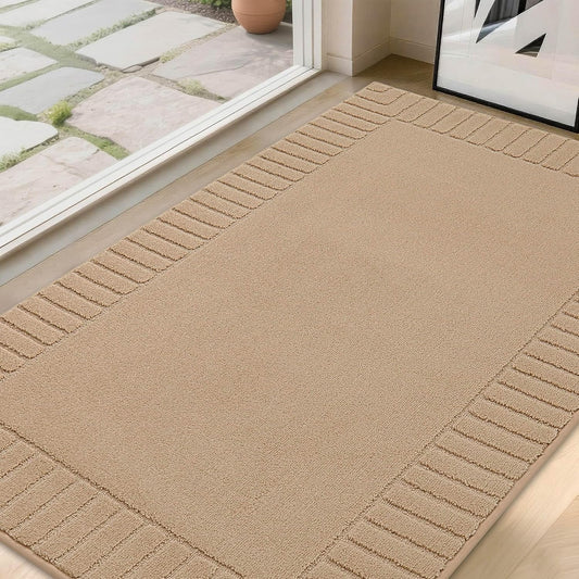 BEQHAUSE Door-Mat Non-Slip Front Doormat Low-Profile Entrance Mats for Front Door Entry Resist Dirt Washable Doormat Absorbent Entryway Door Mat,Taupe,36"x60"