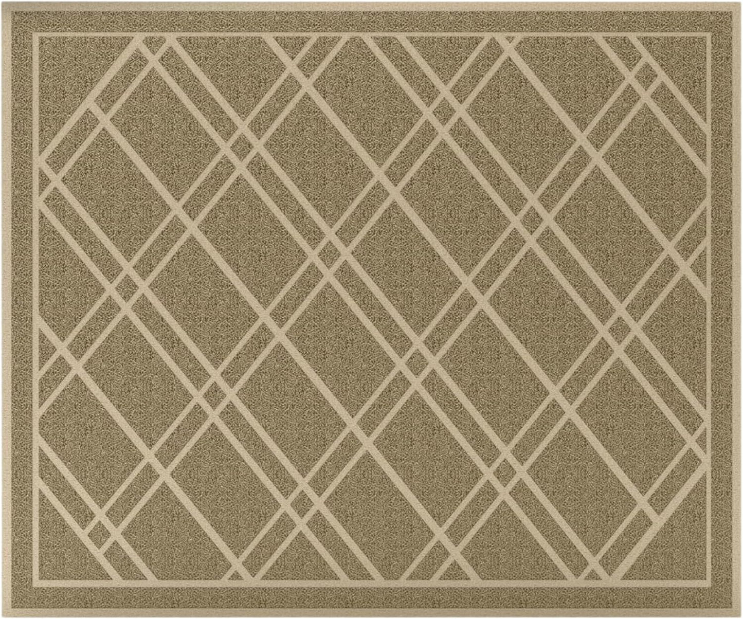 SlipToGrip Universal Door Mat, Plaid Design - Khaki, 42 x 35 - Anti Slip, Durable and Washable, Outdoor and Indoor Floor Welcome Mat - Front Door, Dust Absorbent