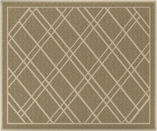 SlipToGrip Universal Door Mat, Plaid Design - Khaki, 42 x 35 - Anti Slip, Durable and Washable, Outdoor and Indoor Floor Welcome Mat - Front Door, Dust Absorbent