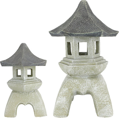 Design toscano ng999870 asian decor pagoda lantern outdoor statue, medium & large, two tone stone finish