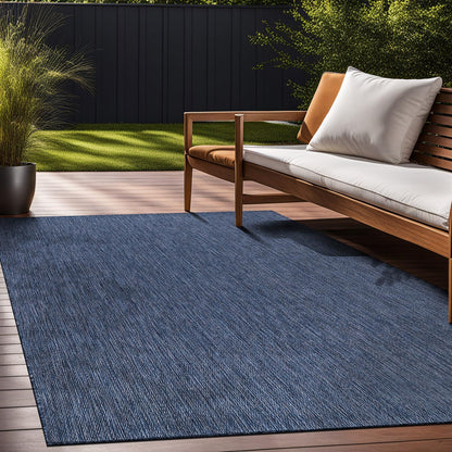Beverly Rug Indoor Outdoor Rug 10x14, Washable Outside Carpet for Patio, Deck, Porch, Solid Modern Area Rug, Water Resistant, Azure Blue
