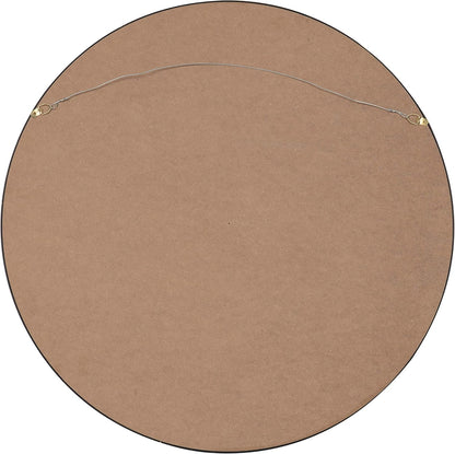 Kate and Laurel Travis Round Wood Wall Mirror, 25.6" Diameter, Black, Modern Wall Décor Accent