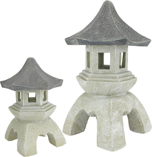 Design toscano ng999870 asian decor pagoda lantern outdoor statue, medium & large, two tone stone finish