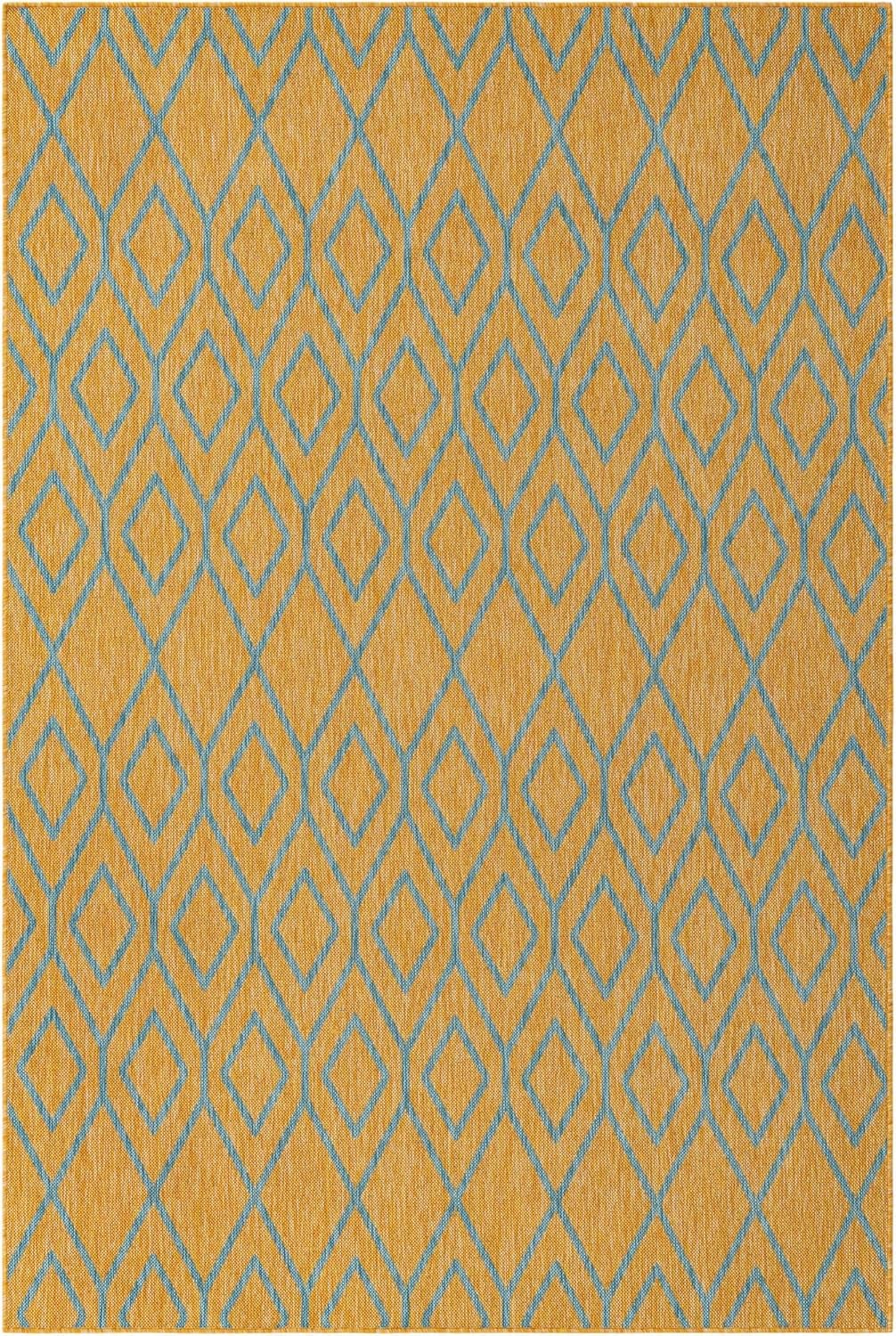 Jill Zarin Outdoor Collection Area Rug - Turks and Caicos (6' x 9' Rectangle Yellow and Aqua/Light Blue)
