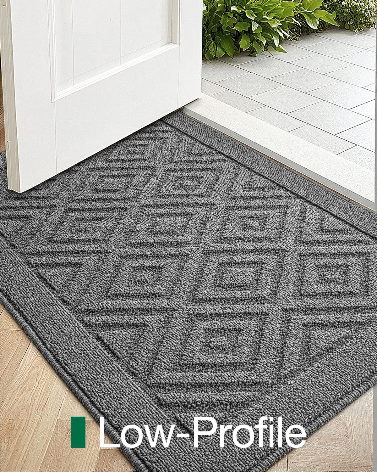 LUMI Washable Indoor Entrance Doormat 36x60, Absorbent Quick-Dry Door Mat, Dirt Trapper Non-Slip Low Profile Entryway Mats for High Traffic, Grey