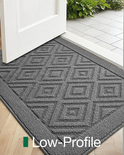 LUMI Washable Indoor Entrance Doormat 36x60, Absorbent Quick-Dry Door Mat, Dirt Trapper Non-Slip Low Profile Entryway Mats for High Traffic, Grey