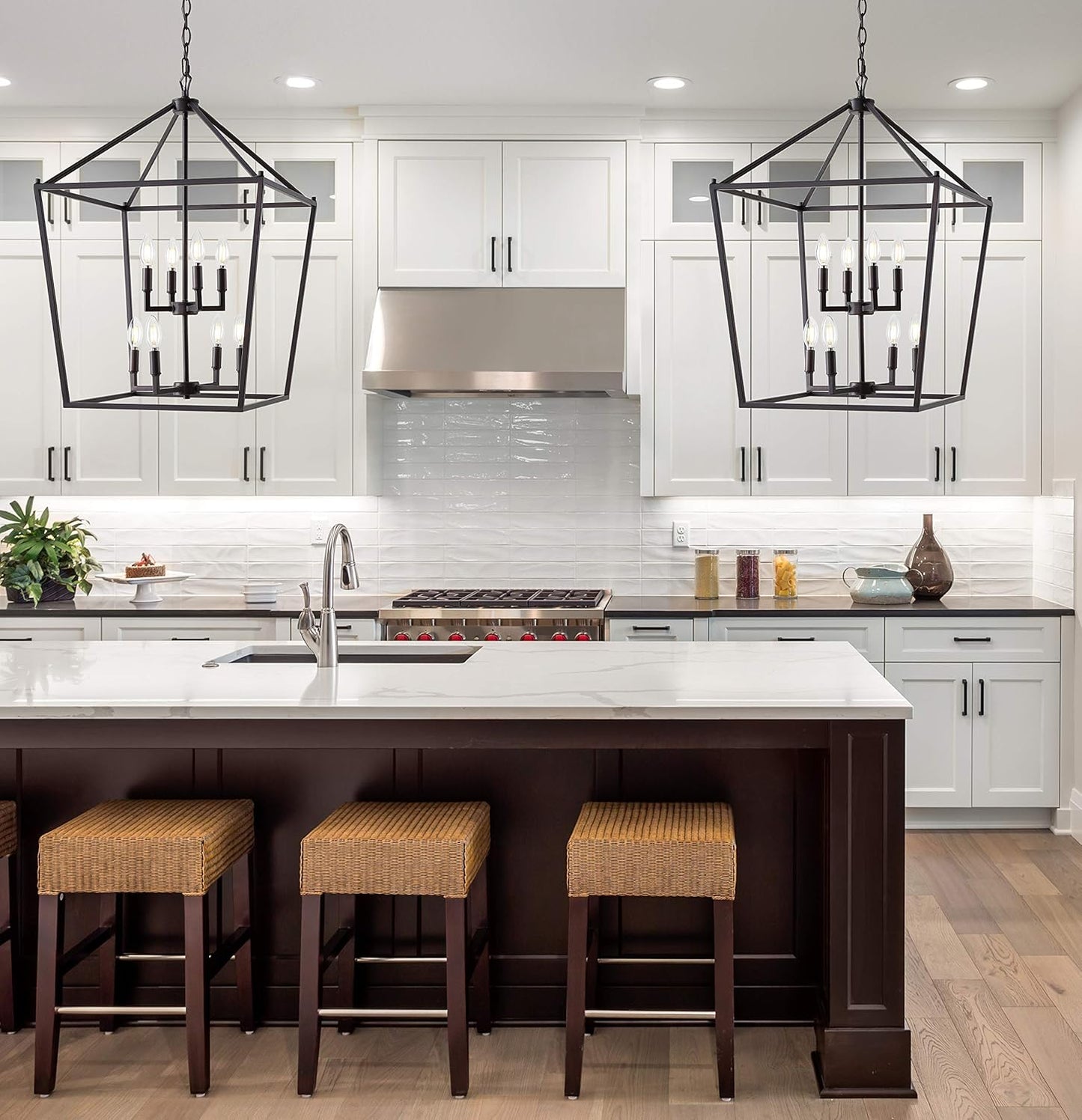 JONATHAN Y JYL7438A Pagoda Lantern Dimmable Adjustable Metal LED Pendant Classic Traditional Farmhouse Dining Room Living Room Kitchen Foyer Bedroom Hallway, 20 in, Oil Rubbed Bronze