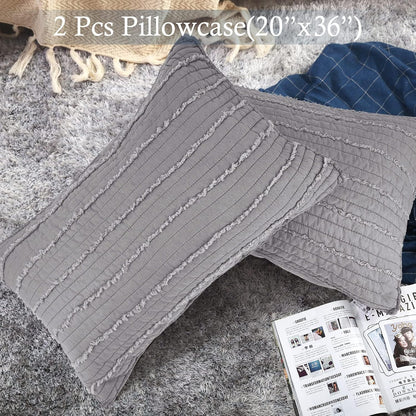BOSOWOS King Size Pillow Shams Set of 2, Ultra Soft Breathable 20 x 36 Inches Pillow Case Envelope Closure, Microfiber Farmhouse Bed Pillowcases for Easy Care, Grey