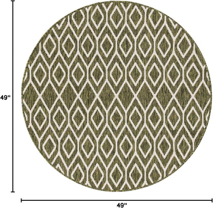 Jill Zarin Outdoor Collection Area Rug - Turks and Caicos (4' Round Green/Ivory)
