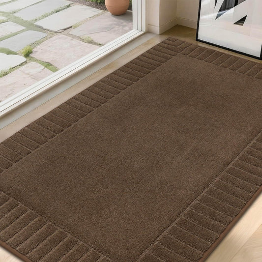 BEQHAUSE Door-Mat Non-Slip Front Doormat Low-Profile Entrance Mats for Front Door Entry Resist Dirt Washable Doormat Absorbent Entryway Door Mat,Brown,36"x60"