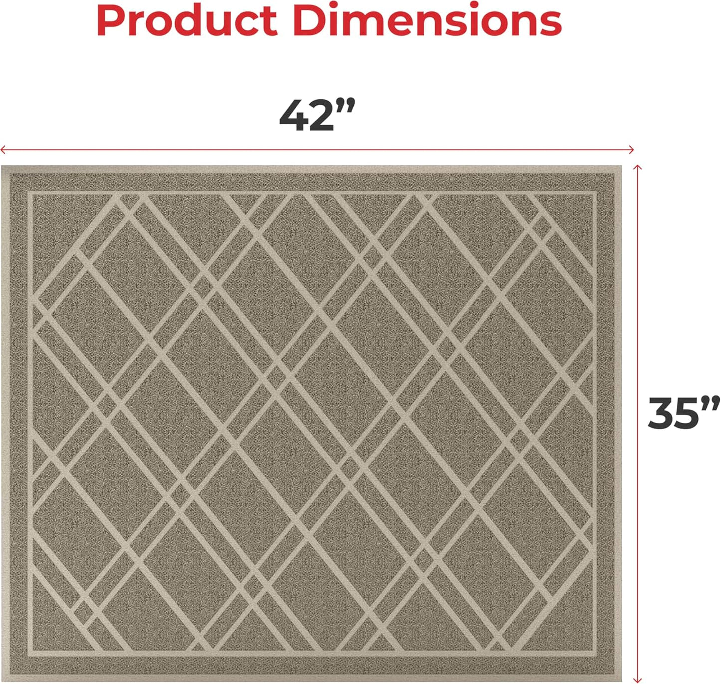 SlipToGrip Durable Door Mat - Taupe Plaid Design Entryway - 42x35 inches, No-Slip and Washable - Indoor and Outdoor Use, Weatherproof - Ideal for Garage, Patio, and Front Entryway