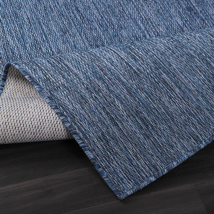 Beverly Rug Indoor Outdoor Rug 10x14, Washable Outside Carpet for Patio, Deck, Porch, Solid Modern Area Rug, Water Resistant, Azure Blue