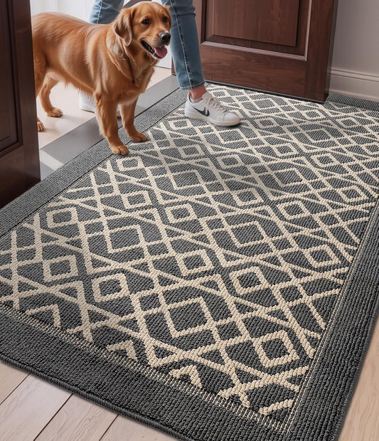 LUMI Entryway Floor Mat 48x72, Deep Mud Removal and Water Absorption, Dustproof and Wear-Resistant, Easy to Clean, Suitable for Home/Office, Dark Grey