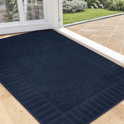 BEQHAUSE Door-Mat Non-Slip Front Doormat Low-Profile Entrance Mats for Front Door Entry Resist Dirt Washable Doormat Absorbent Entryway Door Mat,Navy Blue,32"x48"