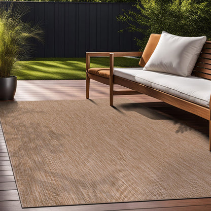 Beverly Rug Indoor Outdoor Rug 10x14, Washable Outside Carpet for Patio, Deck, Porch, Solid Modern Area Rug, Water Resistant, Jute Beige