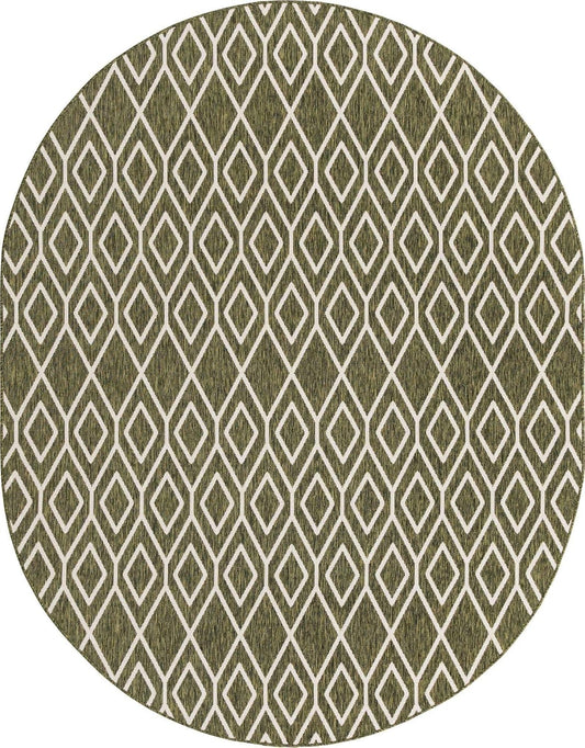 Jill Zarin Outdoor Collection Area Rug - Turks and Caicos (7' 10" x 10' Oval Green/Ivory)