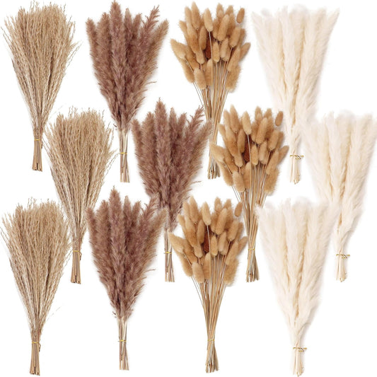 300 PCS Dried Flower Bouquet – Pampas Grass, Floral Decor for Home, Wedding, and Boho Style | Perfect for Vases, Fall, Spring, Summer, and Winter Arrangements