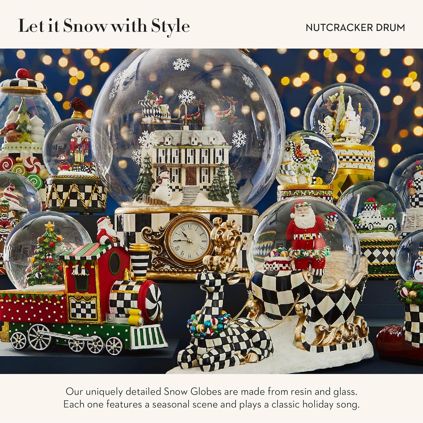MACKENZIE-CHILDS Snow Globe, Christmas Decor for Living Room, Nutcracker